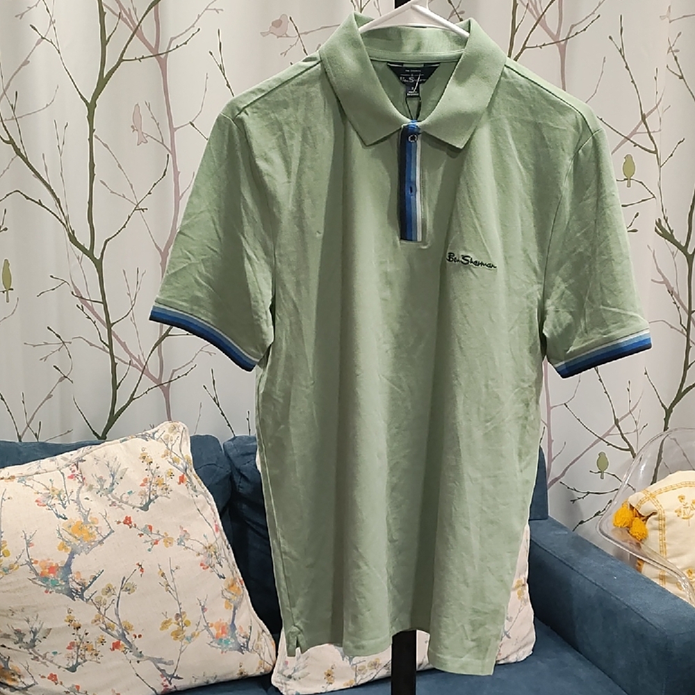 Men's Green Bay Polo with Blue Details